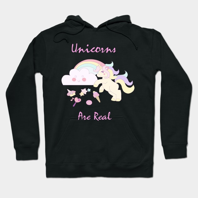 Unicorns Are Real Cute Cloud Hoodie by phughes1980